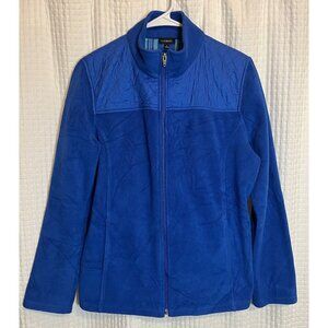 TALBOTS Royal Blue Quilted Plush Fleece Jacket Womens Size Large Y8